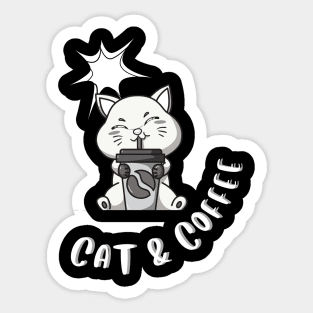 cat and coffee Sticker